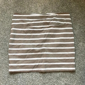 Beach time brown and white striped mini skirt Small
